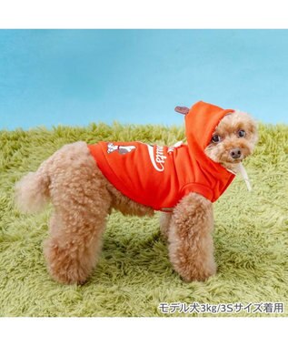 PET PARADISE スヌーピー 野球パーカー 《 ビンテージ 柄》 オレンジ 小型犬 オレンジ