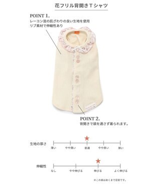 PET PARADISE 花柄 フリル 背中開き Tシャツ 小型犬 白~オフホワイト
