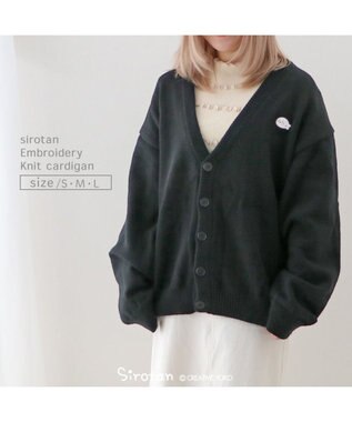 Mother garden しろたん 刺繍ニットカーディガン ユニセックス 黒