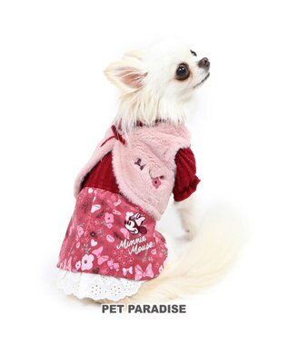  犬 服 ディズニー ミニーマウス ワンピース 【小型犬】 ボア ベスト付き