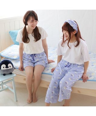 Mother garden マザーガーデン こぴよフレンズ こねむ パイル ステテコ レディース フリーサイズ ルームパンツ 部屋着 夏 夏物 フリーサイズ レディース 女性用 パイル生地 かわいい キャラクター 水色
