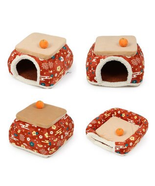 PET PARADISE ペットパラダイス こたつハウス 《お花柄》 小型犬 40cm レッド