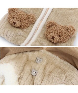 PET PARADISE ペットパラダイス くまちゃん 背中開き ジップ ベスト 小型犬 ベージュ