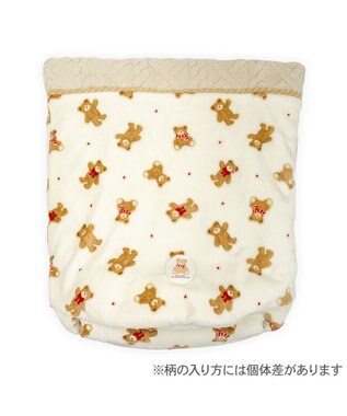 PET PARADISE ペットパラダイス くまちゃん 筒型寝袋 《ほっこりくま柄》 Ｍ ホワイト