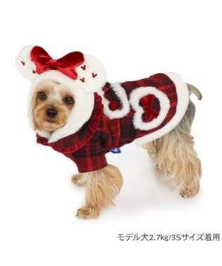 PET PARADISE ディズニー ミニーマウス チェックコート 小型犬 レッド×ホワイト
