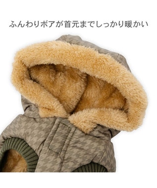 PET PARADISE ペットパラダイス 防寒コート 《千鳥柄》 中型犬 大型犬 カーキ