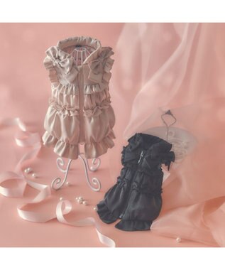 PET PARADISE cherircouture リボン ギャザーベスト 《ブラック》 小型犬 ブラック