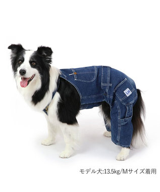 PET PARADISE Lee デニム 白ステッチ オーバーオール  中型犬 大型犬 ネイビー