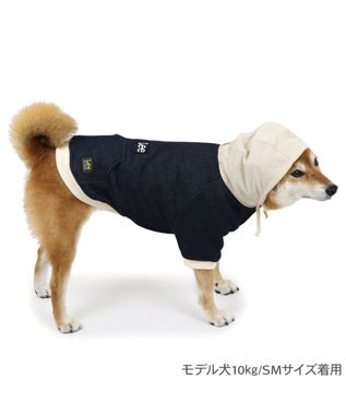 PET PARADISE Ｌｅｅ ニット デニム パーカー 中型犬 大型犬 紺(ネイビー・インディゴ)