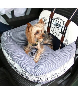 PET PARADISE ≪ネット店限定≫  スヌーピー ドライブ カドラー  ハピーダンス柄  小型犬 紺（ネイビー・インディゴ）