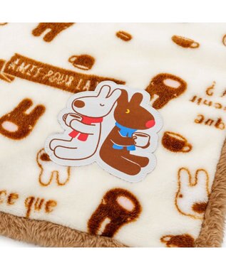 PET PARADISE リサとガスパール 遠赤外線 ボア マット 《カフェ柄》 ホワイト×ブラウン