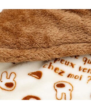 PET PARADISE リサとガスパール 遠赤外線 ボア マット 《カフェ柄》 ホワイト×ブラウン