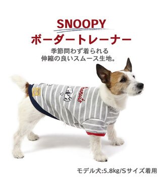 PET PARADISE 犬の服 犬 スヌーピー トレーナー 【小型犬】 ボーダー グレー