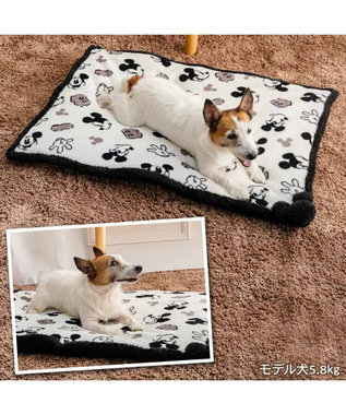 PET PARADISE ディズニー ミッキーマウス 白黒 遠赤外線 ボアマット ホワイト×ブラック