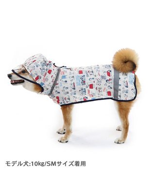 PET PARADISE スヌーピー 簡易レインコート 透明フード付き 《アメリカンビンテージ柄》 中型犬 大型犬 白～オフホワイト