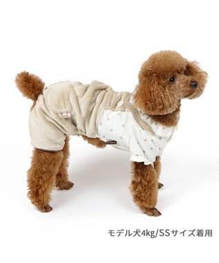 PET PARADISE ペットパラダイス パンツつなぎ 《花 フリル》 小型犬 ベージュ