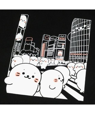 Mother garden しろたん ビッグTシャツ 半袖 《たのしい交差点》 ユニセックスフリーサイズ 黒色