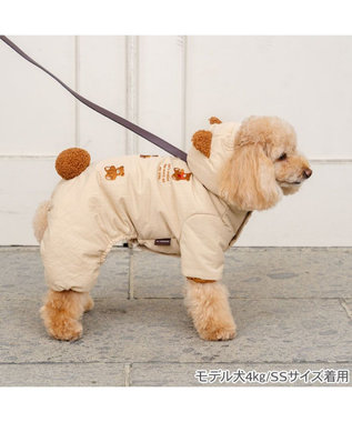 PET PARADISE ペットパラダイス くまちゃん 刺繍 綿入り ロンパース 小型犬 ブラウン