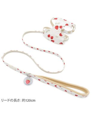 PET PARADISE ペットパラダイス スリム ハーネス＆リード 《苺総柄》 ４Ｓ /３Ｓ 小型犬 ホワイト