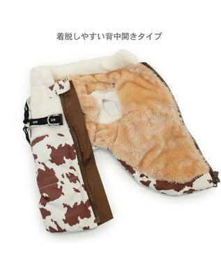 PET PARADISE Lee アウターハーネス 《牛柄》 小型犬 オフホワイト×ブラウン