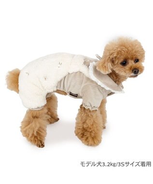 PET PARADISE ペットパラダイス ボア パンツつなぎ 《花刺繍》 小型犬 オフホワイト