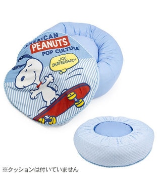 PET PARADISE ネット店限定 スヌーピー クッション用 替えカバー 《スケボー柄》  Ｌ ブルー