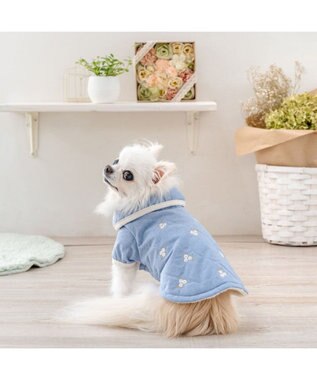 PET PARADISE ペットパラダイス キルトジャケット 《小花》 小型犬 ライトブルー