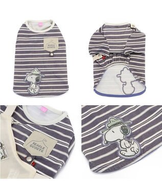 PET PARADISE スヌーピー お揃いTシャツ マルチボーダー 《グレー》 中型犬 大型犬 グレー