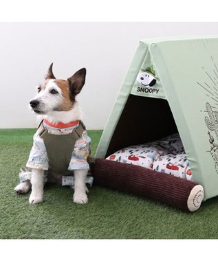 PET PARADISE スヌーピー ビーグルスカウト オーバーオール 《キャンプ柄》 小型犬 キャンプ柄