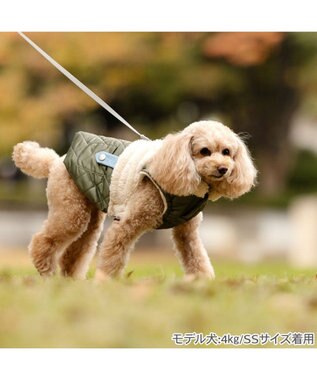 PET PARADISE ペットパラダイス  遠赤外線 ボアキルティング  ベスト 小型犬 ベージュ×カーキ