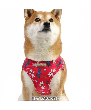 PET PARADISE リサとガスパール ベストハーネス 《パリ柄》 ＳＭ 中型犬 レッド