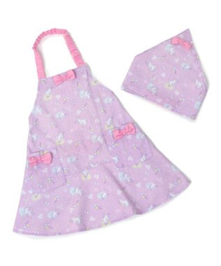 Mother garden マザーガーデン キッズエプロン & 三角巾 セット 100cm 《ユニコーン/野いちご》 ユニコーン