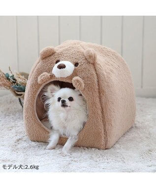 PET PARADISE ペットパラダイス くまハウス 《 ビスケット柄 》(38×40cm) 茶系