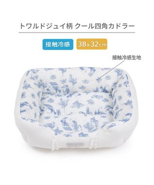 PET PARADISE ペットパラダイス クールカドラー 《トワルドジュイ柄》 四角型 Ｓ ホワイト×ブルー