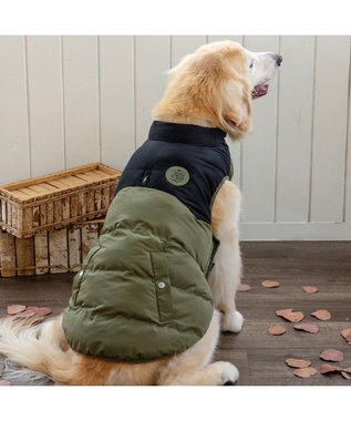 PET PARADISE J.PRESS バイカラーベスト 《カーキ》 中型犬 グリーン