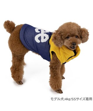 PET PARADISE Lee 切り替え 綿入ベスト 小型犬 紺(ネイビー・インディゴ)