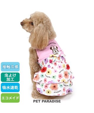PET PARADISE 犬の服 春夏 ひんやり クール 接触冷感 虫よけ ディズニー ミニーマウス 花柄ワンピース 【小型犬】
