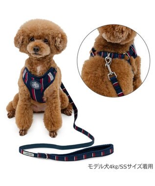 PET PARADISE J.PRESS  レジメンタル ハーネス＆リード 小型犬 Ｓ ネイビー×レッド