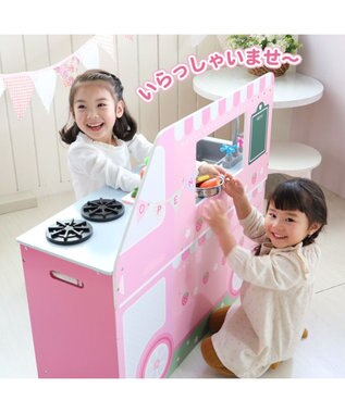 Mother garden マザーガーデン 木製 おままごと キッチン 音が鳴る ストロベリーキッチンカー -