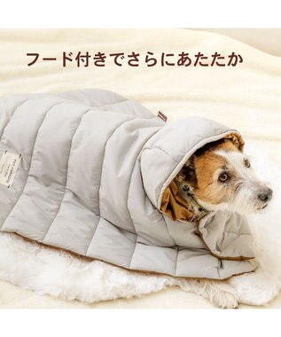PET PARADISE ペットパラダイス フード付 防寒 ブランケット 大 グレー