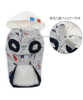 PET PARADISE リサとガスパール  パーカー 総柄 小型犬 グレー