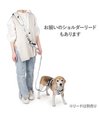 PET PARADISE リサとガスパール アクティブハーネス 《三角柄》 ＳＭ 中型犬 ホワイト×ネイビー