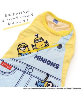 PET PARADISE 犬の服 春夏 ひんやり クール メッシュ 接触冷感 虫よけ ミニオン サロペット風 タンクトップ 【小型犬】 クールマックスエコメイド 黄