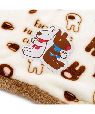 PET PARADISE リサとガスパール 着る毛布 《カフェ柄》 小型犬 ホワイト×ブラウン