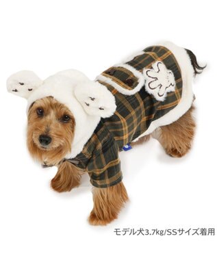 PET PARADISE ディズニー ミッキーマウス チェックコート 小型犬 カーキ×ホワイト