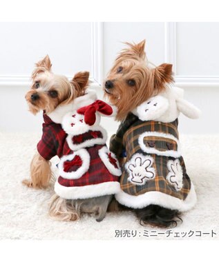 PET PARADISE ディズニー ミッキーマウス チェックコート 小型犬 カーキ×ホワイト