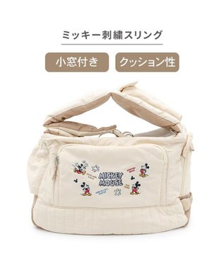 PET PARADISE ディズニー ミッキーマウス 刺繍 スリング キャリーバッグ Ｍ アイボリー
