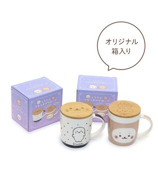 Mother garden しろたん フタ付き マグカップ 390mL 《ブラック・水玉柄》 単品 ブラック・水玉柄