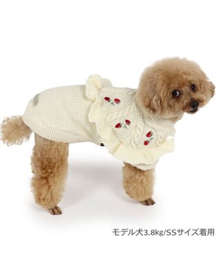 PET PARADISE ペットパラダイス 苺フリルニット  小型犬 ホワイト