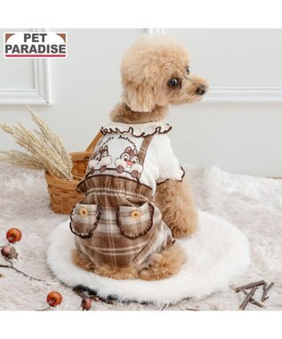 PET PARADISE ディズニー チップとデール チェック パンツ つなぎ 小型犬